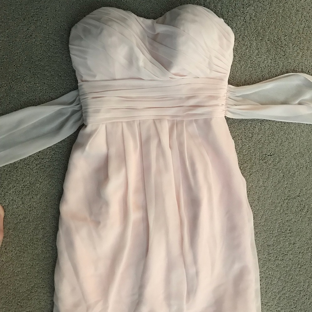 Dust pink short bridesmaid dress